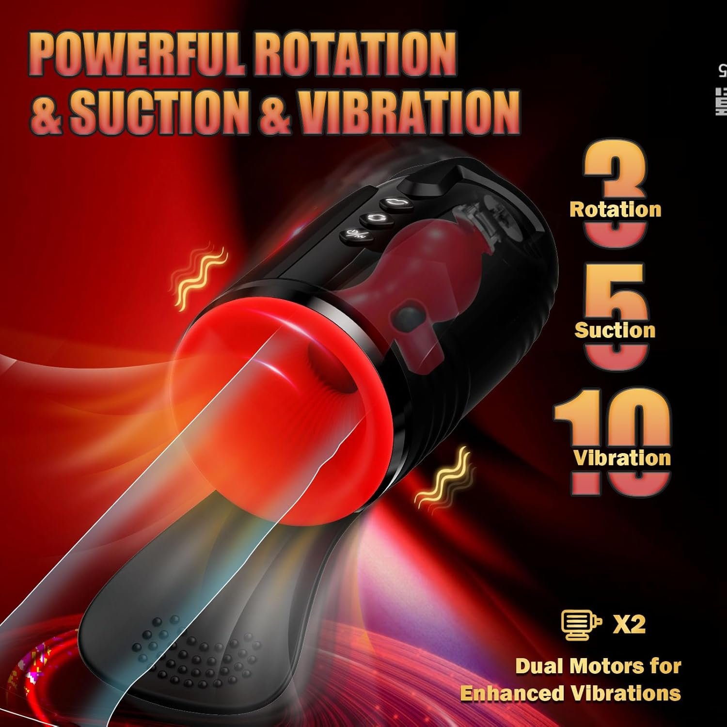 Male Masturbator Penis Training Vibrator, Male Sex Toys for Men Penis Pump with 3 Rotating & 5 Sucking & 10 Vibrating Modes for Blowjob Sex Machine Stroker, Testicle Stimulator, Pocket Pussy Adult Toy