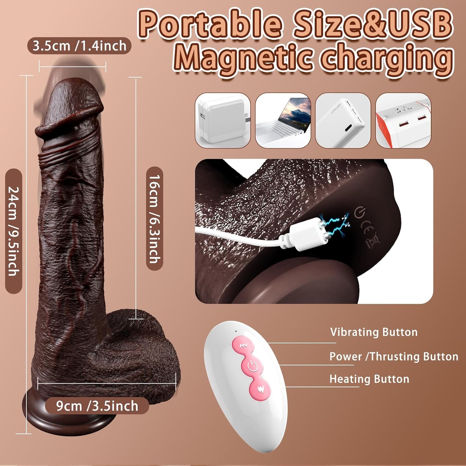 Thrusting Dildo Vibrator Sex Toys for Women – Realistic Dildo Suction Cup Penis Women Sex Toy with 5 Thrusting Rotating & 9 Vibrating Heating, Adult Sex Toys & Games for G-Spot Anal Vagina Stimulation