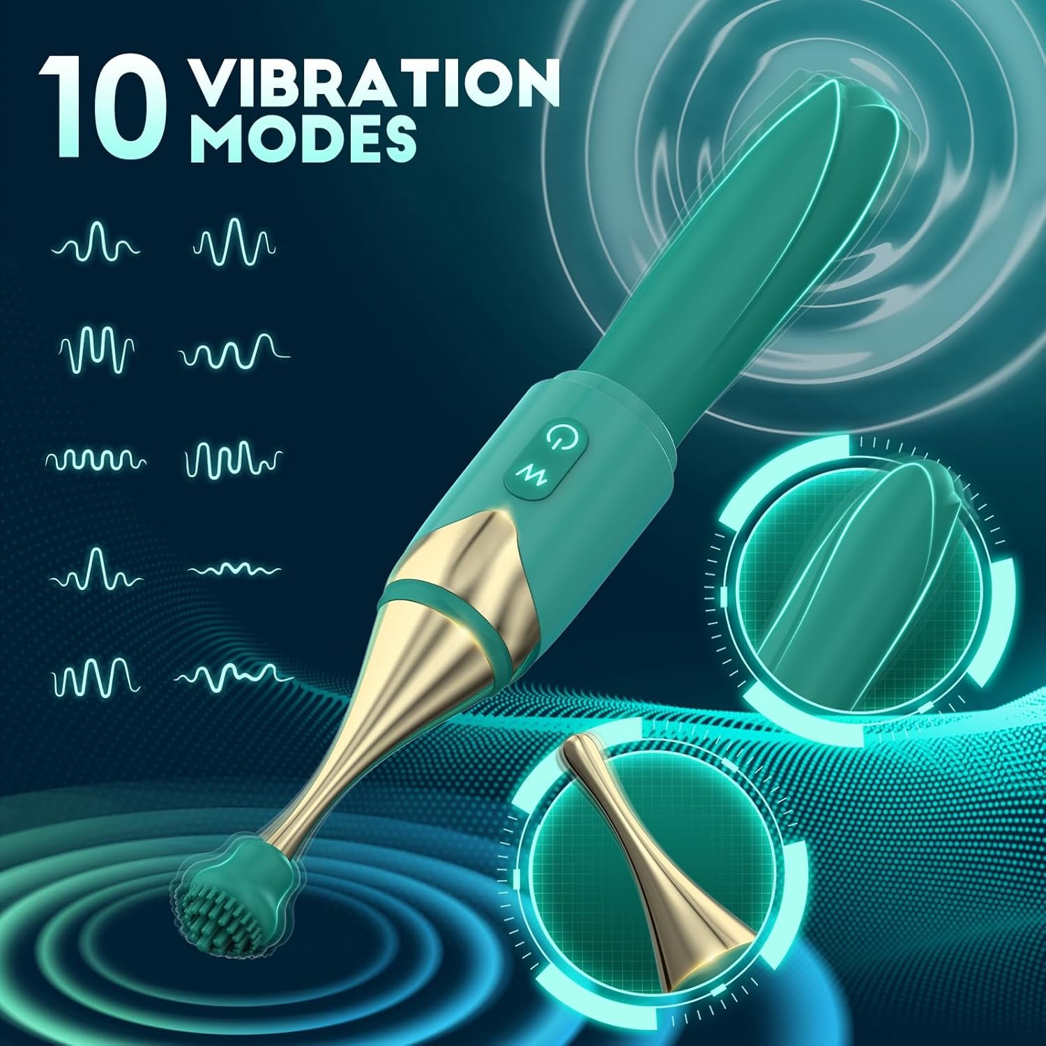 2 in 1 Wand Vibrator Female Sex Toys, Precision High Frequency Mini G Spot Vibrator Vibrater with 10 Modes, Couples Sex Toys for Anal Nipple, Personal Massager Anal Toys Dildo Machine Green