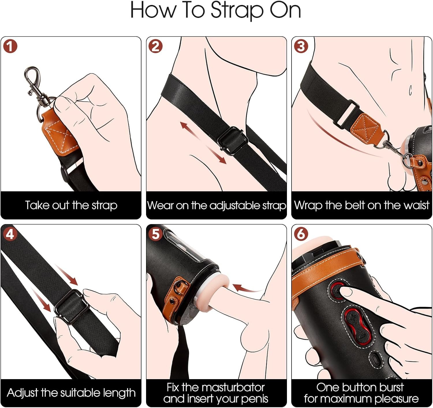 Automatic Male Masturbators Cup – Hands Free Visible Masturbator Cup Blowjob Machine with 10 Thrusting & 2 Realistic Sleeves & Wearable Strap Adult Sex Toys for Men Pleasure | 50db Quiet