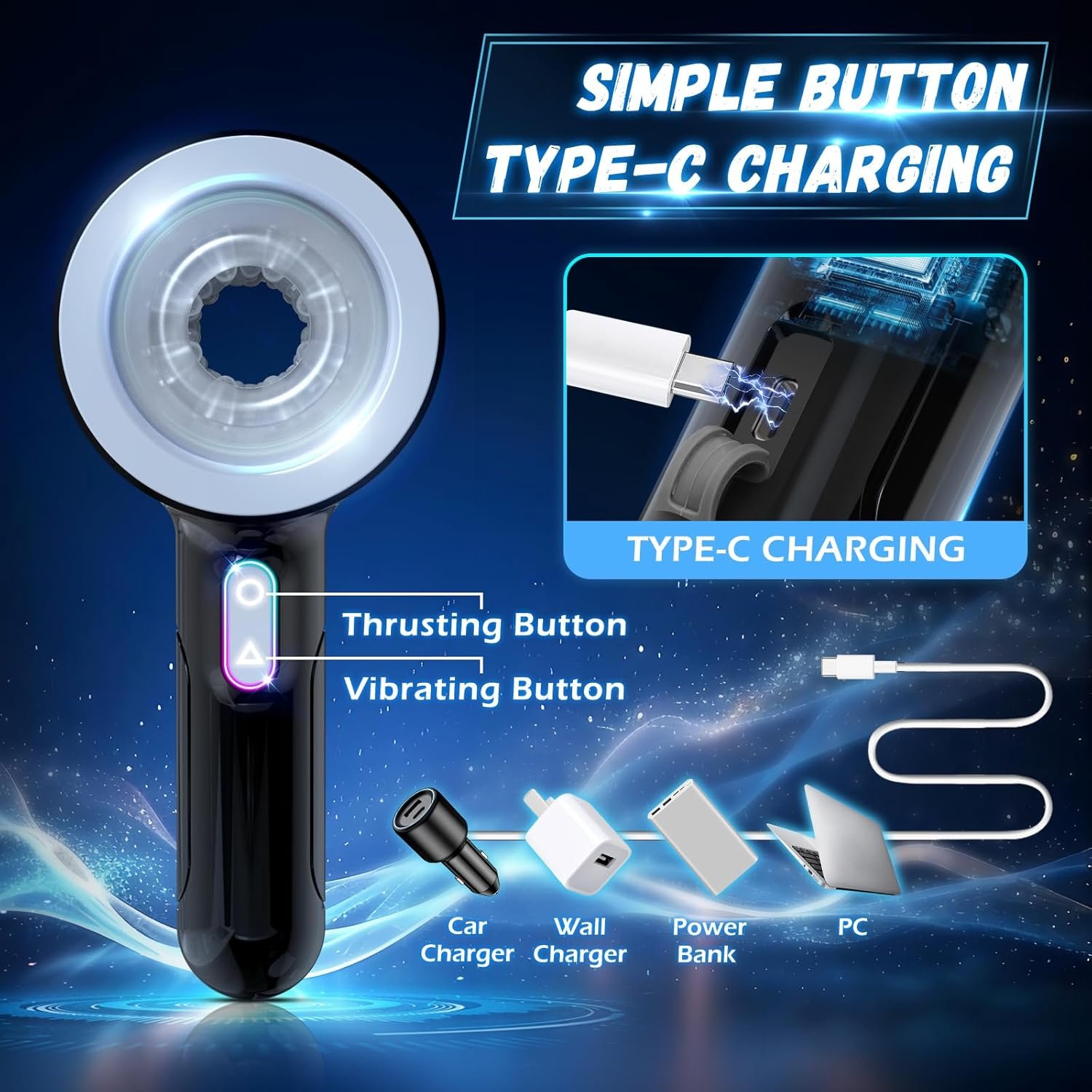 Automatic Male Masturbator Cup, 7 Thrusting & Vibrating Modes, Dual Open-Ended Design, Powerful Blowjob Stroker & Penis Massager, Premium Pocket Pussy Sex Toy for Men