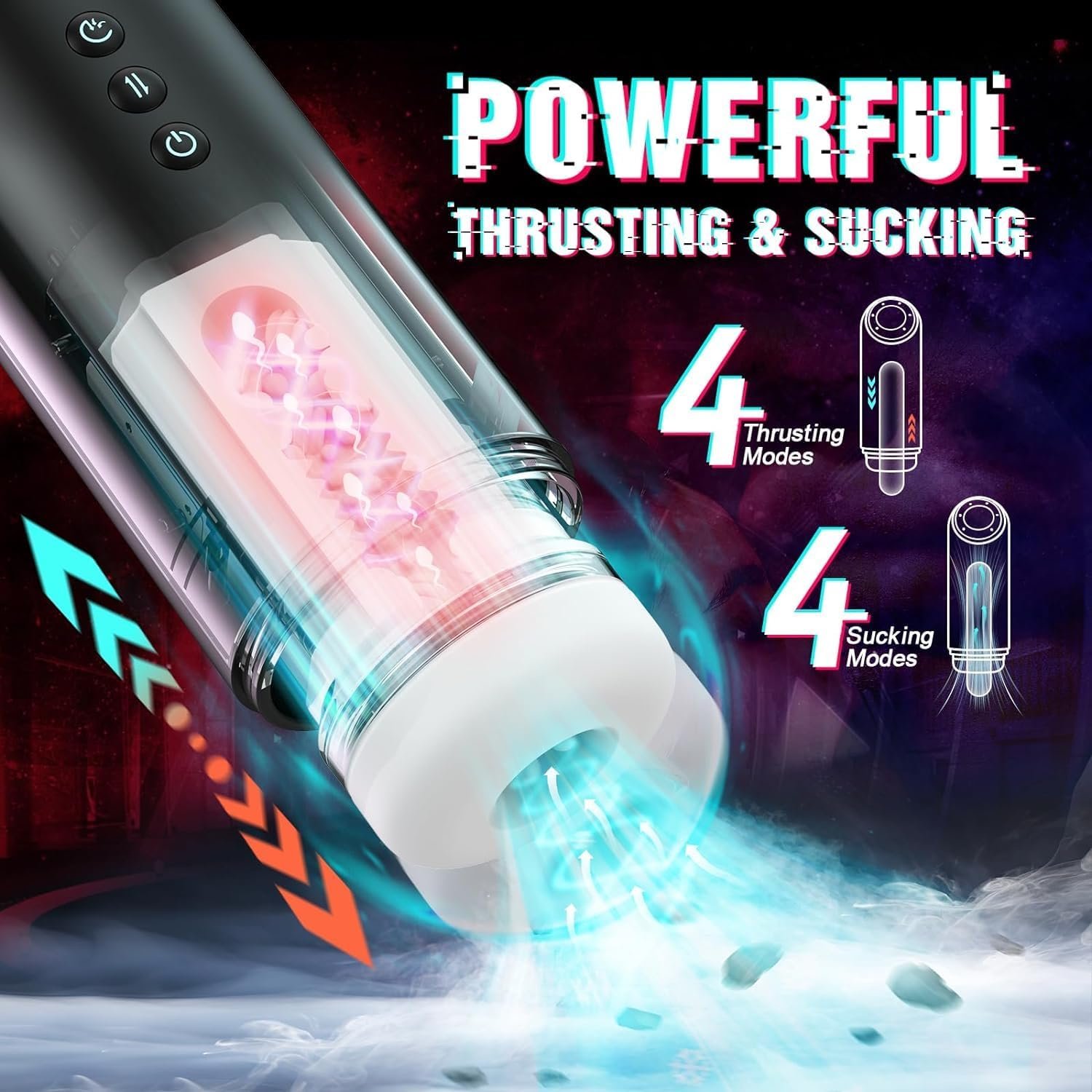 Automatic Male Masturbator, Adult Toys Male Masturbators with 4 Thrusting &4 Sucking &10 Vibrating Modes, Electric Pocket Pussy Stroker with Heating Base, Blowjob Machine Sex Toys for Men Masturbation