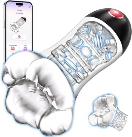 Transparent Male Masturbator Penis Vibrator – 4IN1 Sex Toys for Men with 9 Training Strokers Modes & App Remote Control & 4.98’’ Deep Blowjob Pump, Male Adult Sex Toy for Gay Men Women Couple