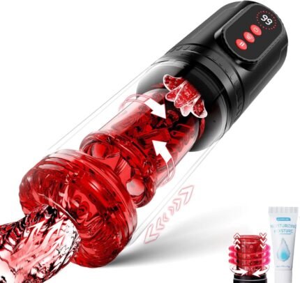 Male Masturbator Male Sex Toys – Sex Toys for Men Penis Pump with 9 Sucking & Thrusting & Rotating & Licking, Mens Sex Toys – Pumps & Enlargers LCD Adult Toys Pocket Pussy Sex Machine Stroker