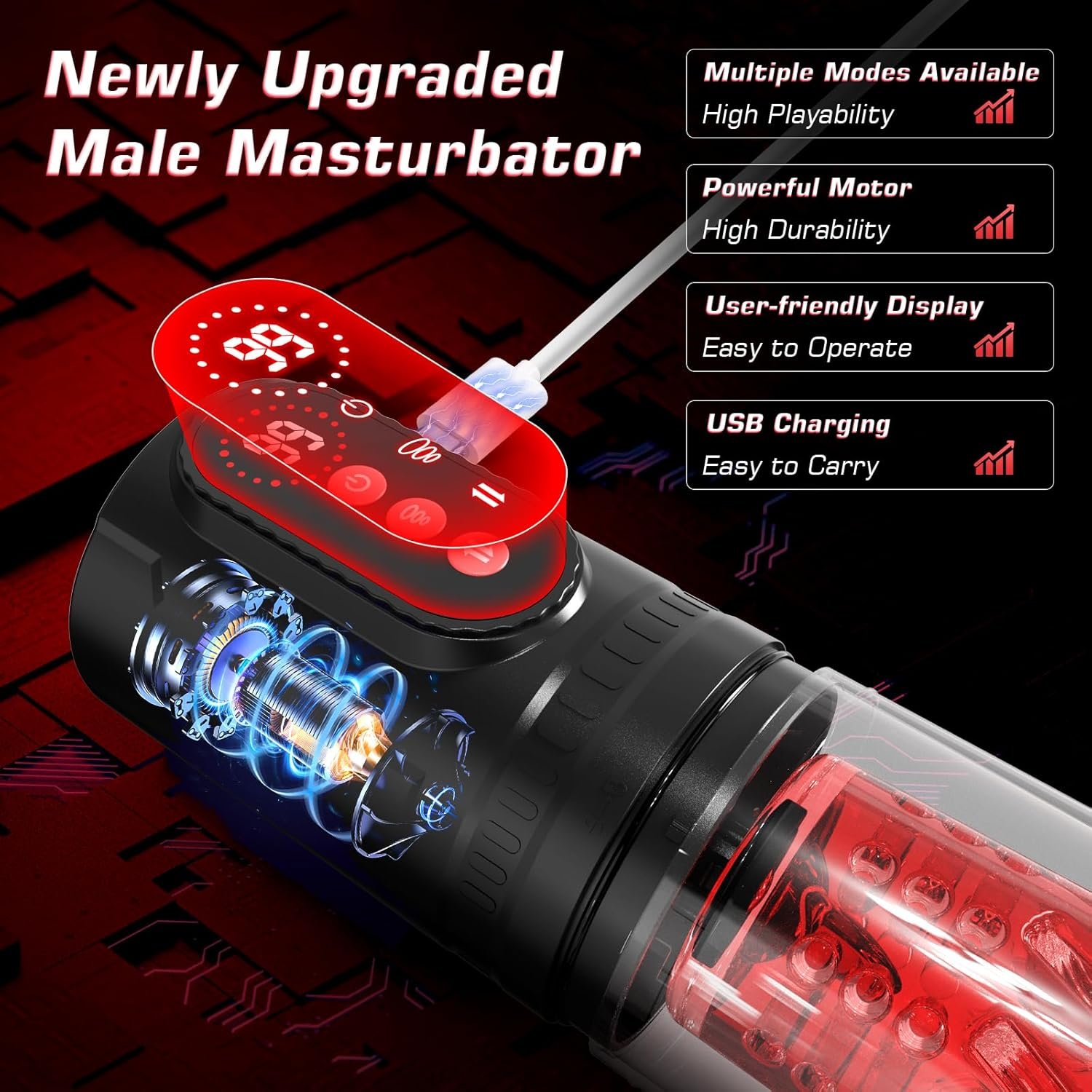 Male Masturbator Male Sex Toys – Sex Toys for Men Penis Pump with 9 Sucking & Thrusting & Rotating & Licking, Mens Sex Toys – Pumps & Enlargers LCD Adult Toys Pocket Pussy Sex Machine Stroker