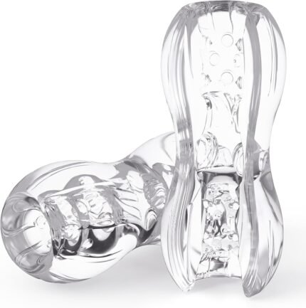 Open Ended Pocket Pussy Stroker, Male Masturbators Adult Sex Toys for Men with Vagina Textured, Portable Male Sex Toy for Mens Pocket Pussies Blowjob Penis Masturbation Sleeve Cup Transparent