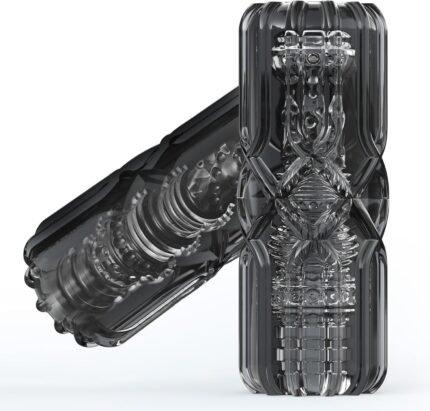 Manual Male Masturbator Stroker – Realistic 3D Textured Stroker Sleeve with Enhanced Soft TPE, Handheld Pocket Pussy for Men, Reusable & Easy to Clean (Black)