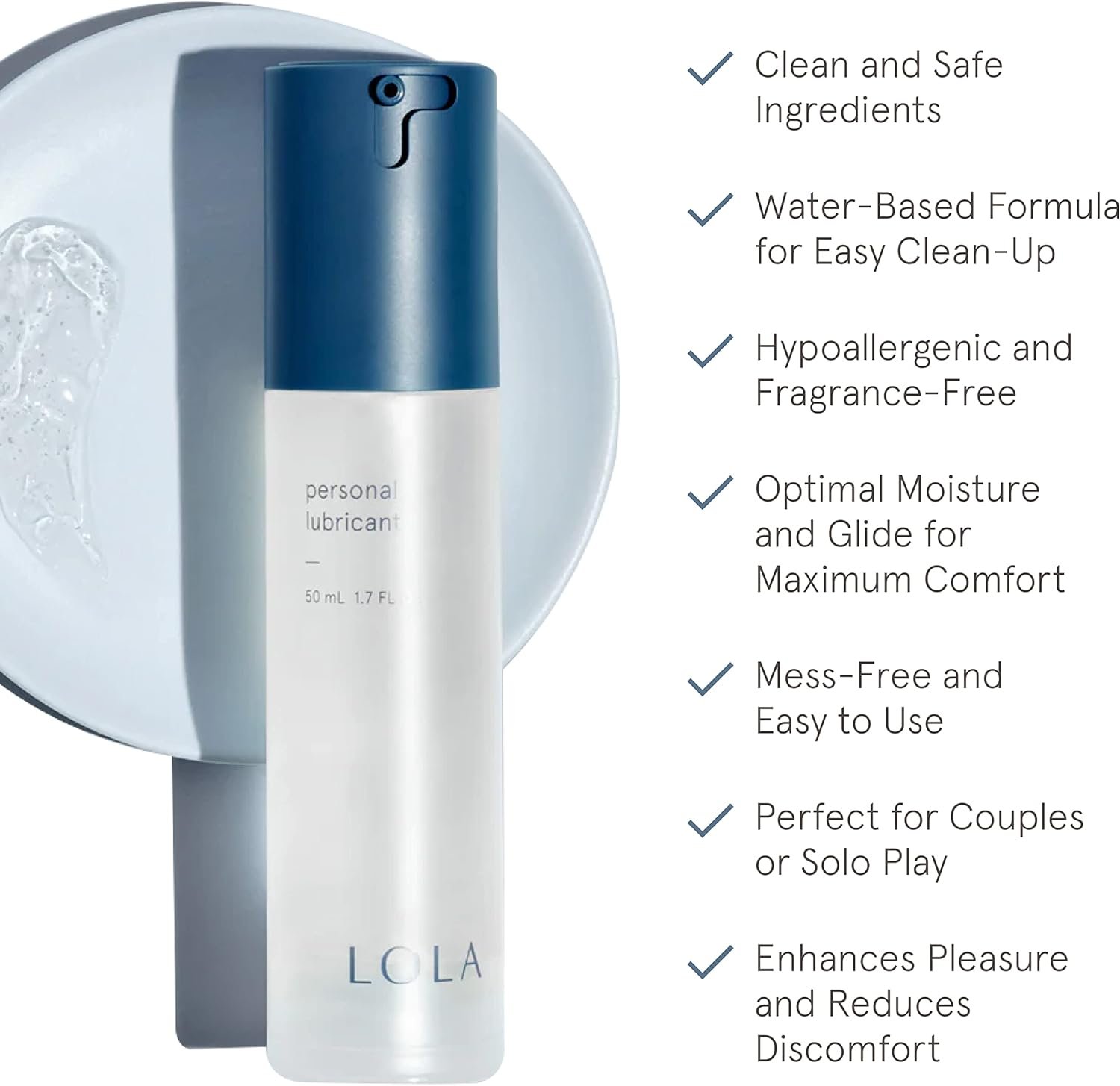 LOLA Personal Lubricant – Water-Based Lube for Couples, Unscented & Sex Lubricant, Natural, Anal Safe for Women & Men, Water Based Lubrification