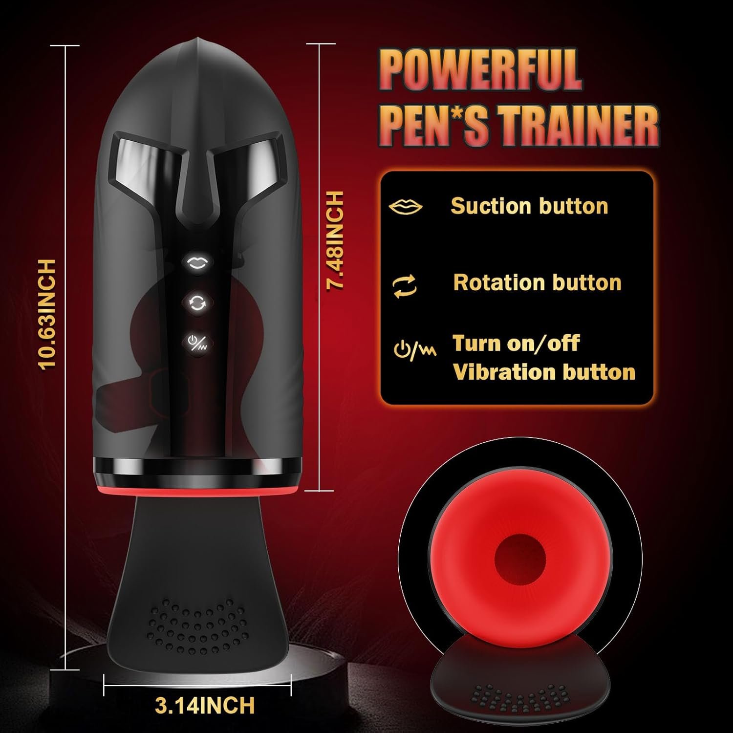 Male Masturbator Penis Training Vibrator, Male Sex Toys for Men Penis Pump with 3 Rotating & 5 Sucking & 10 Vibrating Modes for Blowjob Sex Machine Stroker, Testicle Stimulator, Pocket Pussy Adult Toy