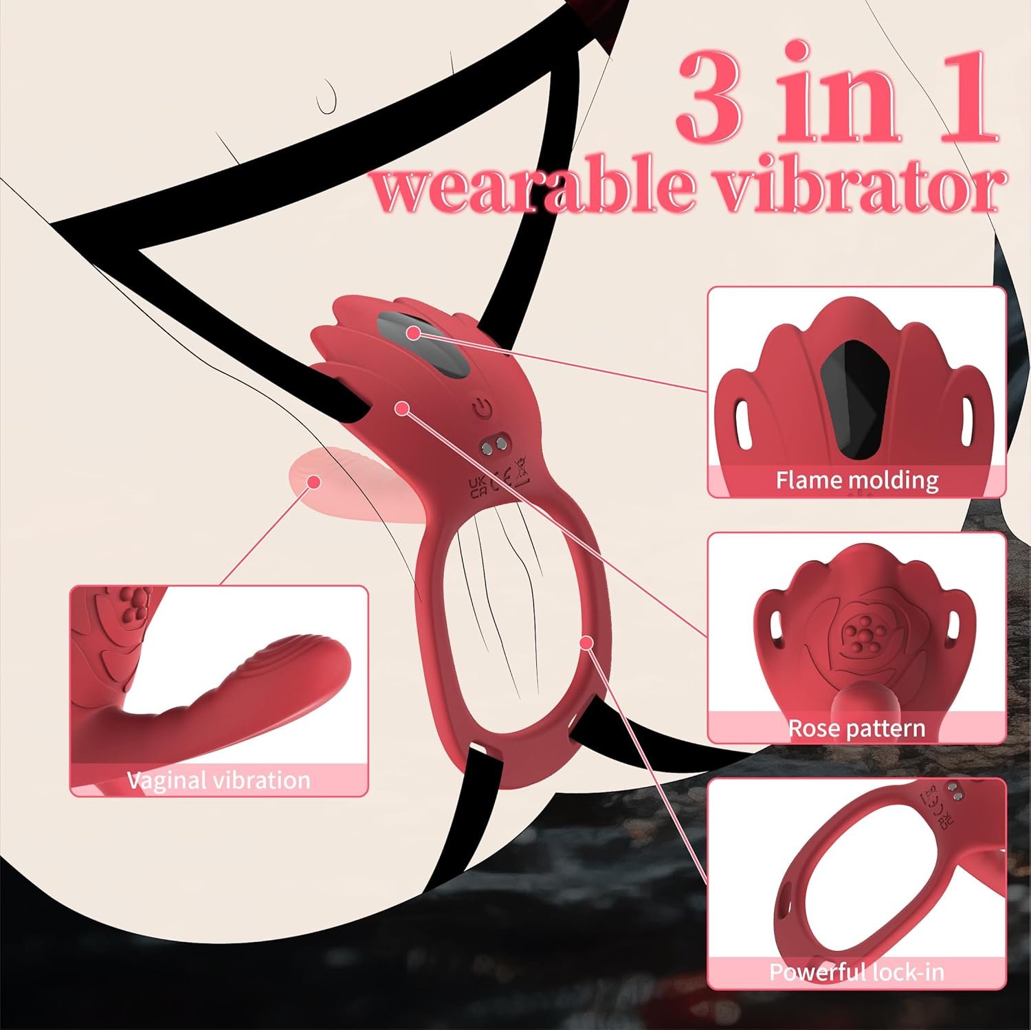 Adult Sex Toys Wearable Panty Vibrator,Female Sex Toy with 9 Vibration Modes,Vibrating Penis Ring Clitoral Stimulator,Couple Sex Toy with APP Remote Control Vibrators for Women Men Sexual (Wine Red)