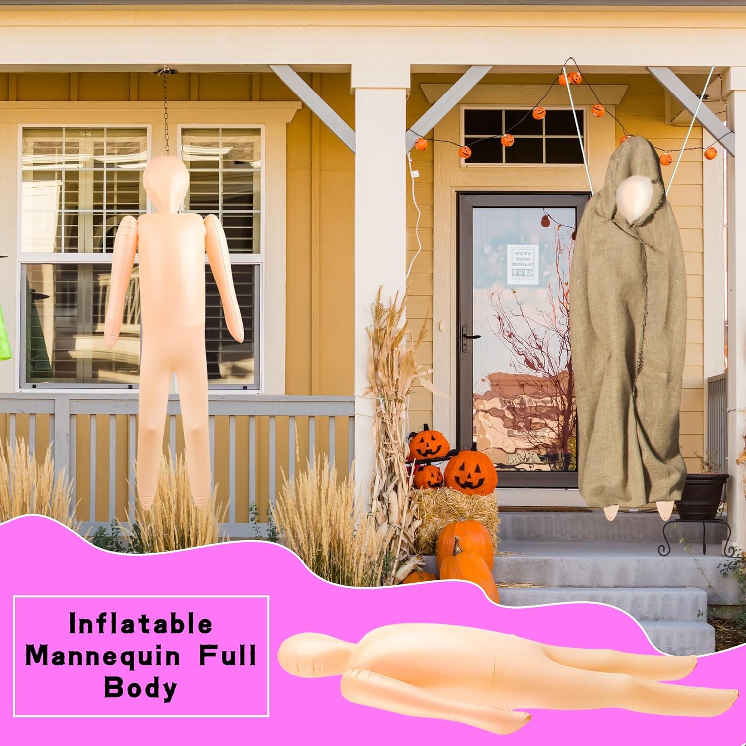 3 Pcs 59 Inch Inflatable Body Mannequin Blow Up Dummy Full Body DIY Cosplay Props for Creepy Haunted House Halloween Indoor Outdoor Decorations