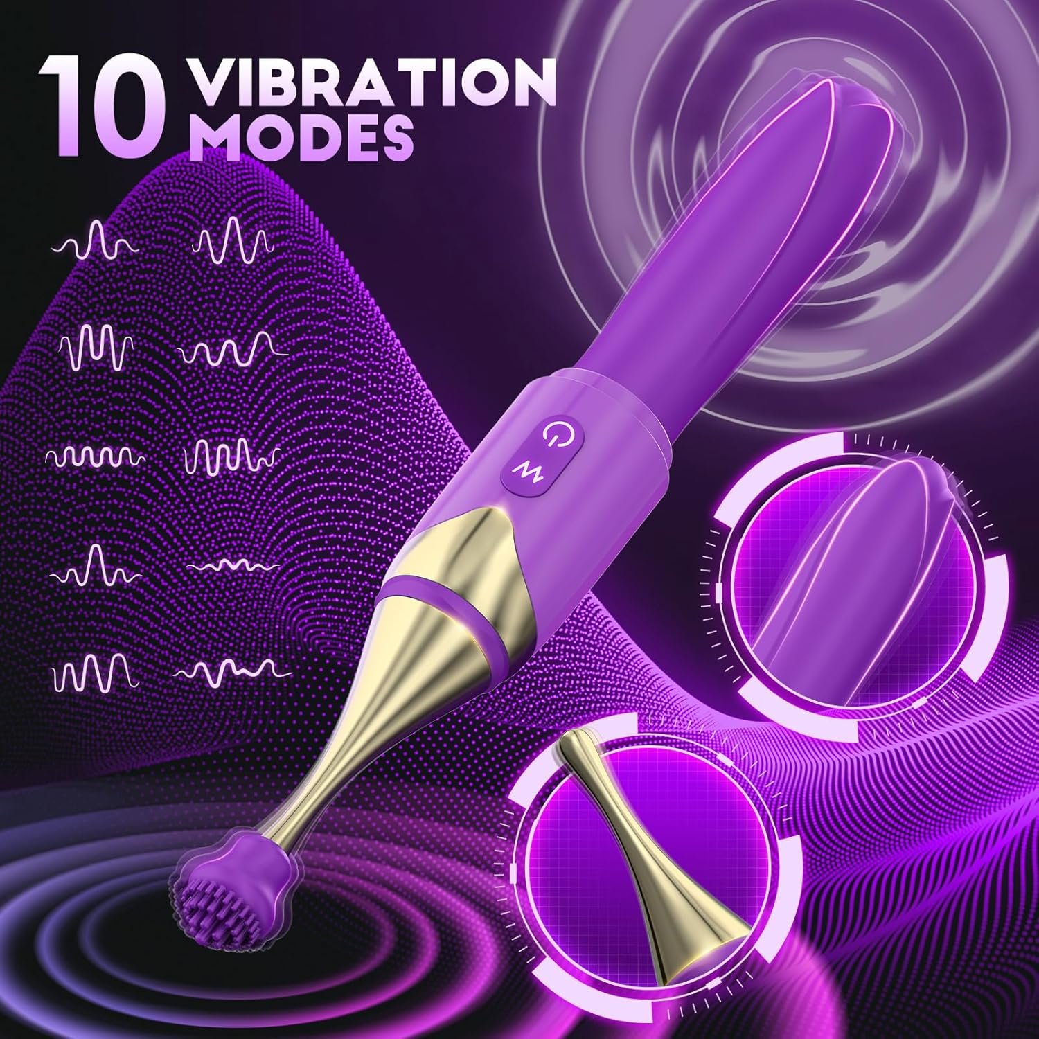 2 in 1 Vibrator Wand Sex Toys for Woman, Precision High Frequency Vibrater with 10 Modes, G Spot Vibrators Dildo Adult Sex Toy for Nipple Clitoral Stimulator, Sexual Pleasure Tools for Women Sex Wand