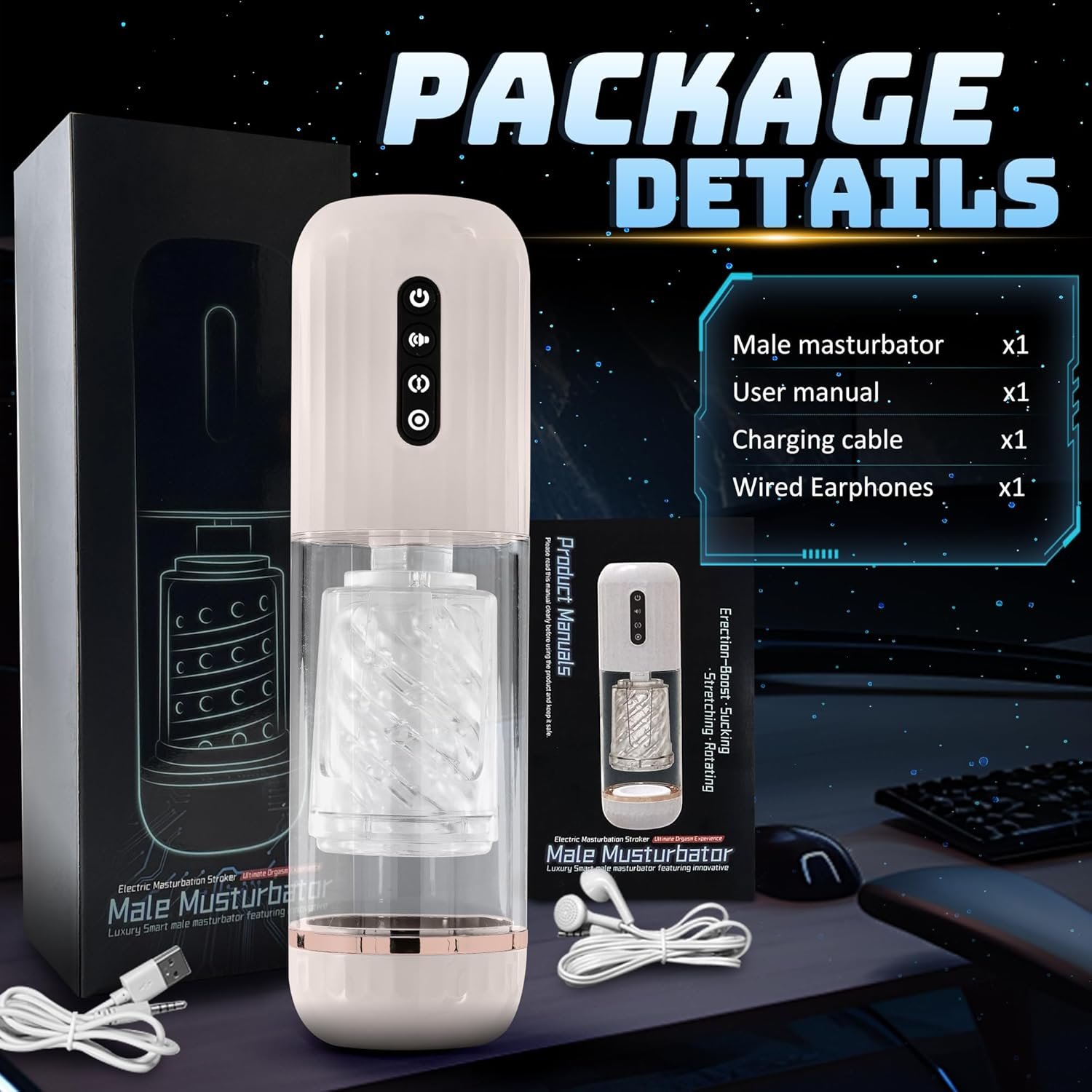 Automatic Male Masturbator Penis Pump – Male Sex Toys for Men with Upgrade Vacuum Pump & Thrusting Rotating Sucking Moaning, Mens Masturbation Cup Pocket Pussy Stroker Blowjob Toy Sex Toys for Men