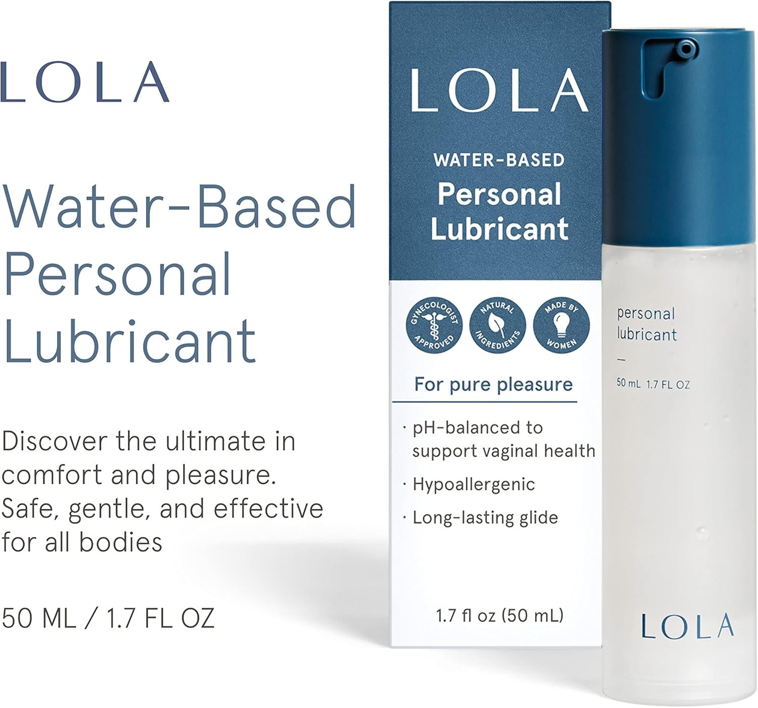 LOLA Personal Lubricant – Water-Based Lube for Couples, Unscented & Sex Lubricant, Natural, Anal Safe for Women & Men, Water Based Lubrification