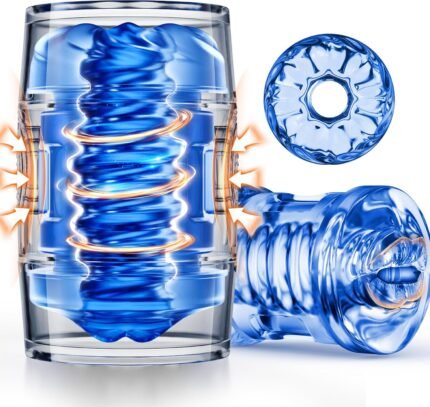 Male Masturbator Sex Toys for Men – Male Stroker Squeezable Pocket Pussy with Spiral Texture, Open Ended Penis Sleeve Mens Sex Toy for Blowjob, Masterbater Realistic Oral & Anal Sex Toys for Couples