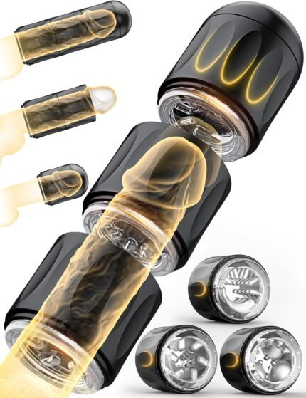 Male Masturbator Sex Toys for Men – ACUMUM Detachable 3 in 1 Blowjob Male Stroker, Manual Masturbator Pocket Pussies, 8.58″ Penis Training 3D Realistic Upgraded TPE Men Sex Toy