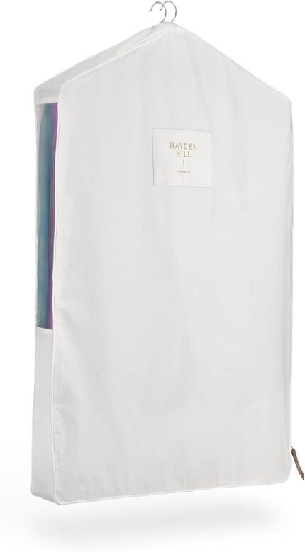 Hayden Hill Luxury Organic Cotton Garment Storage Bag – Short 40 Inch – Breathable Hanging Clothes Bag for Short Dresses, Jackets & Suit Bags for Closet Storage – Certified Carbon Neutral