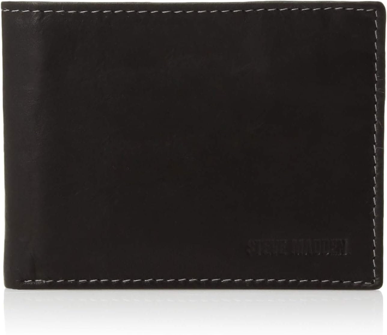 Steve Madden Men’s Slim Leather Wallet with Extra Capacity Attached Flip Pockets