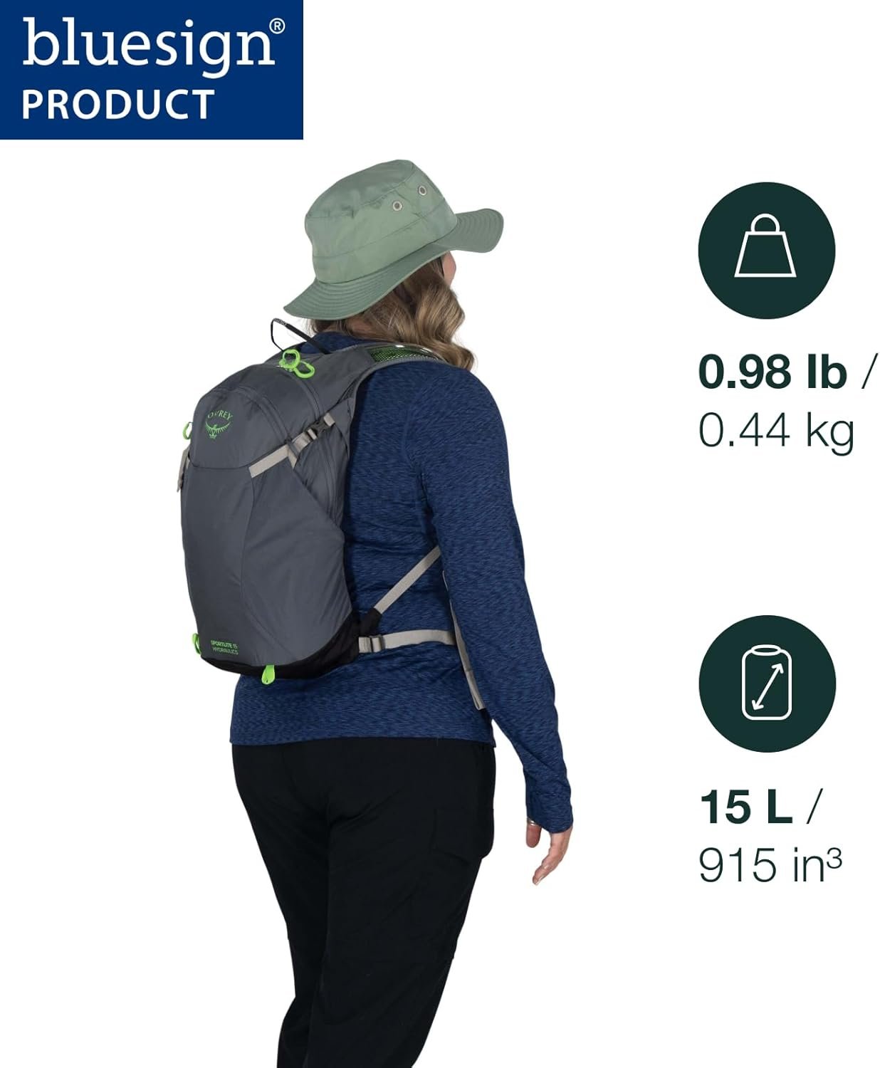 Osprey Sportlite 15L Lightweight Hiking Backpack with Hydraulics Reservoir for Men and Women, Alkaline/Hotspot Pink