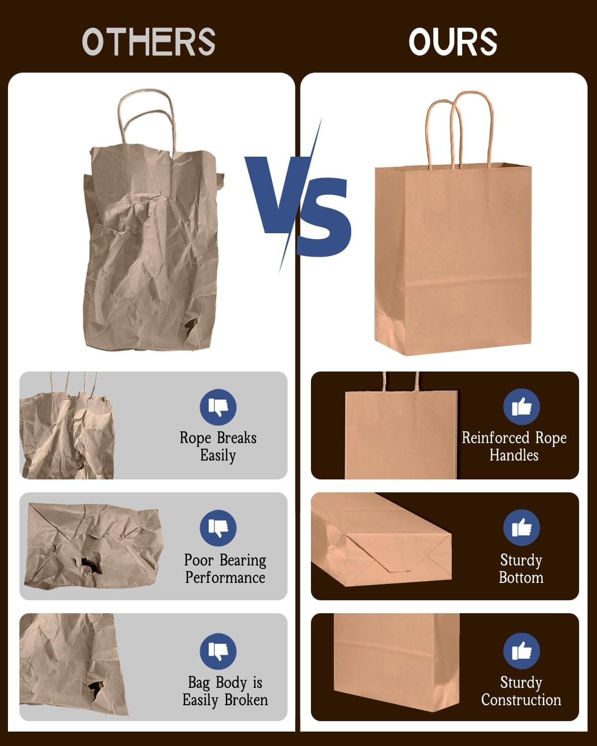 Bakepacker 400-Pack Medium Size Gift Paper Bags with Handles Bulk 10.6″x8.3″x4.3″ Brown Party Kraft Shopping Bags