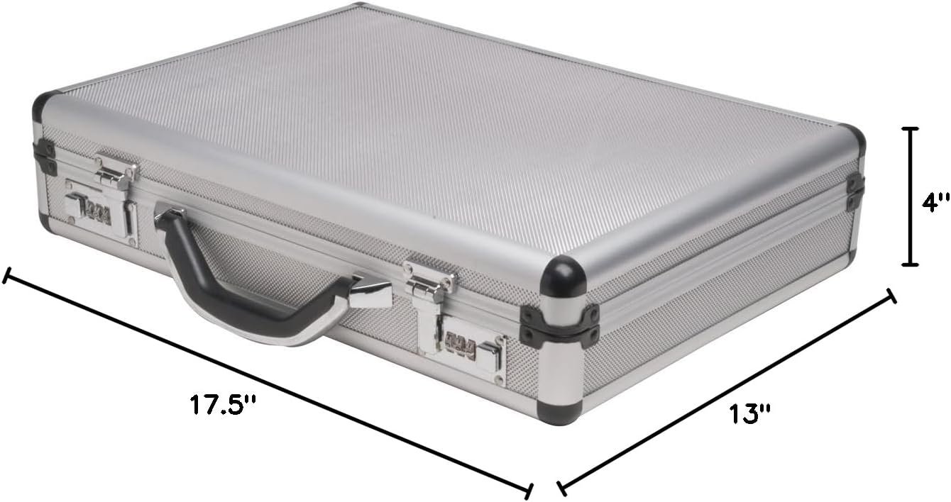 RoadPro SPC-931R 17.5″ x 4″ x 13″ Silver Aluminum Briefcase,Medium