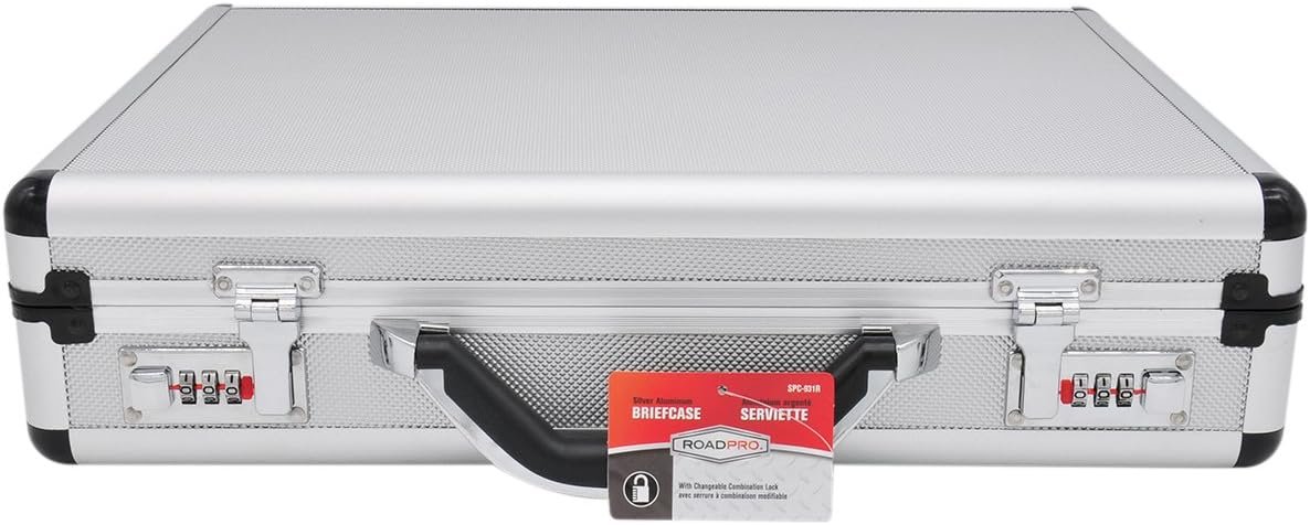 RoadPro SPC-931R 17.5″ x 4″ x 13″ Silver Aluminum Briefcase,Medium