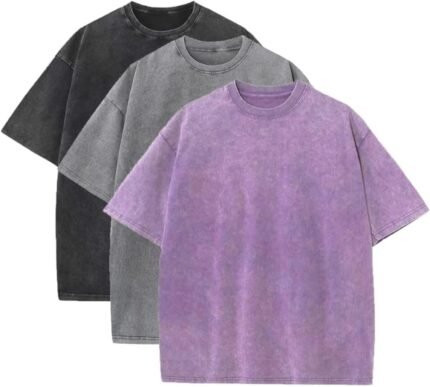 3 Pcs Men’s Oversized Heavy Cotton Summer T-Shirts Vintage Tee Loose Fit Short Sleeve Casual Tshirts for Men Women