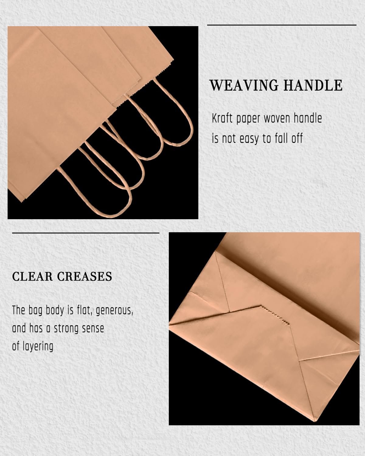 Bakepacker 400-Pack Medium Size Gift Paper Bags with Handles Bulk 10.6″x8.3″x4.3″ Brown Party Kraft Shopping Bags