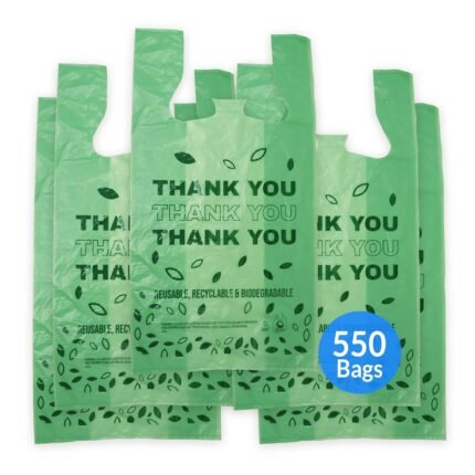 Reli. Biodegradable Thank You Bags | 550 Count – Bulk | Biodegradable Shopping Bags, Grocery, Restaurant | OxoBiodegradable Plastic | 11.5″ x 6.5″ x 22″ (Green)