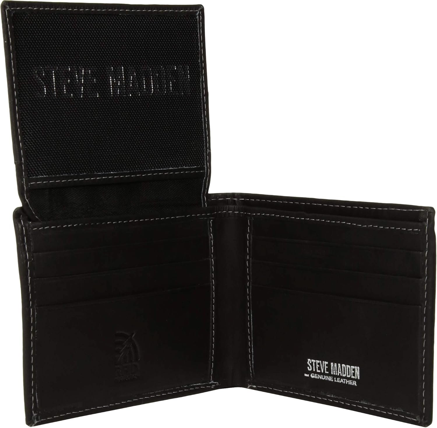 Steve Madden Men’s Slim Leather Wallet with Extra Capacity Attached Flip Pockets