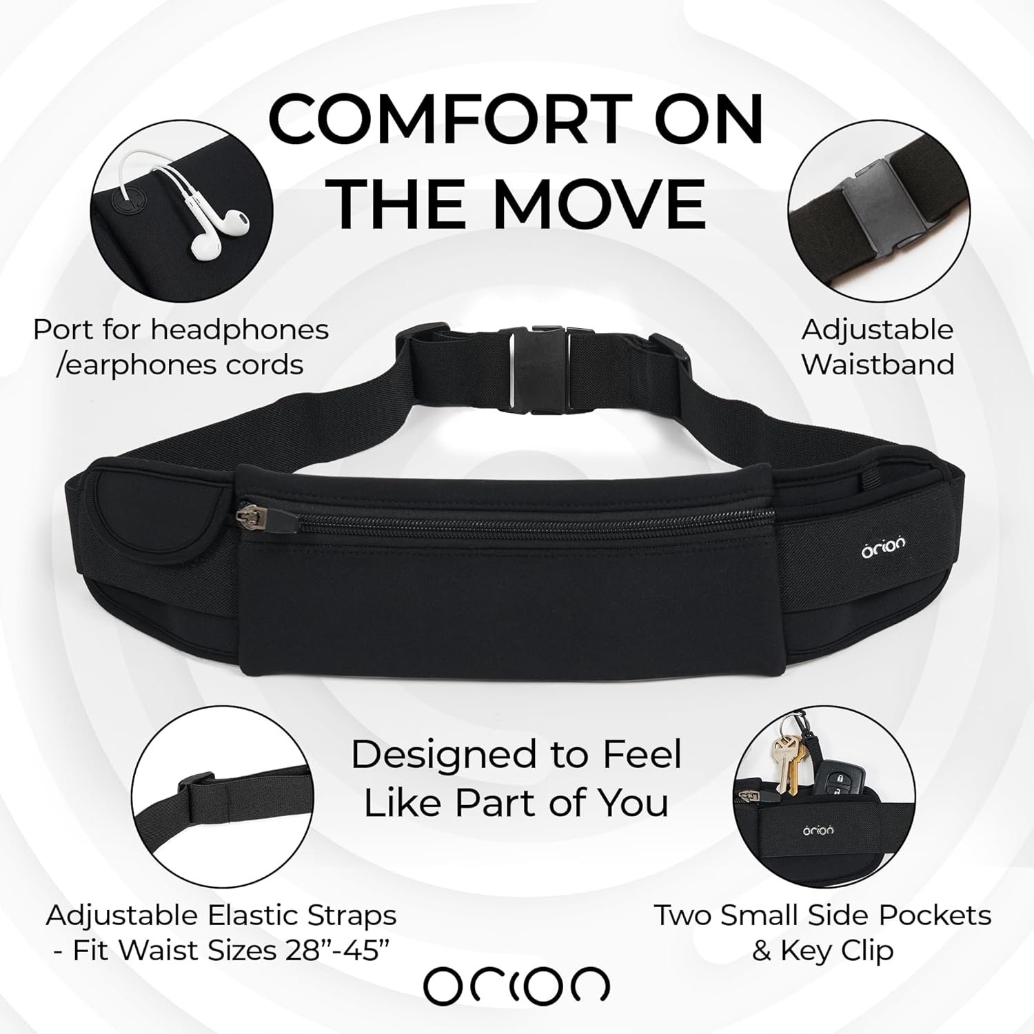 The Belt of Orion Running Belt & Slim Fanny Pack for Men & Women Anti-theft Passport Holder & Money Belt For Travel – Comfortable Phone Holder For Running, Hiking, & at the GYM – Travel 9″x4″