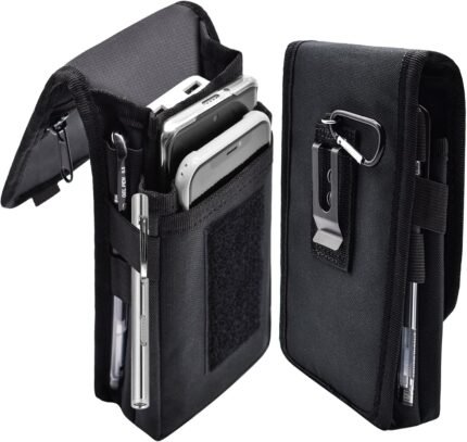 Dual Phone Holster, Large Smartphone Pouch, Belt Clip Tool Pouch, Multi-Purpose Tactical Cellphone Holder for Working, Hiking, Camping, Barbecue, Rescue (XL)