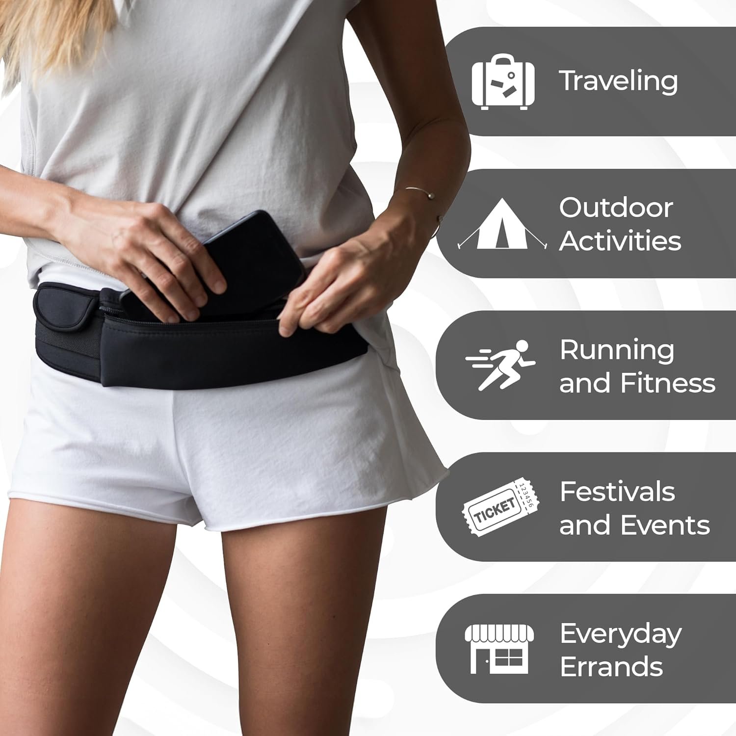 The Belt of Orion Running Belt & Slim Fanny Pack for Men & Women Anti-theft Passport Holder & Money Belt For Travel – Comfortable Phone Holder For Running, Hiking, & at the GYM – Travel 9″x4″