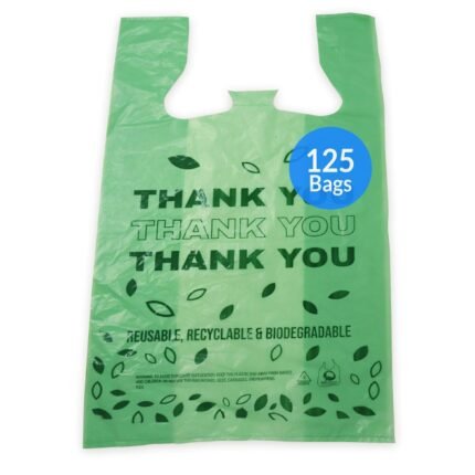 Reli. Biodegradable Thank You Bags | 125 Count | Biodegradable Shopping Bags, Grocery Bags/Restaurant | Oxobiodegradable Plastic | 11.5″ x 6.5″ x 22″ (Green)