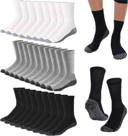 20 Pairs Crew Athletic Socks for Men Moisture Wicking Cushion Crew Socks for Sport Running Traveling