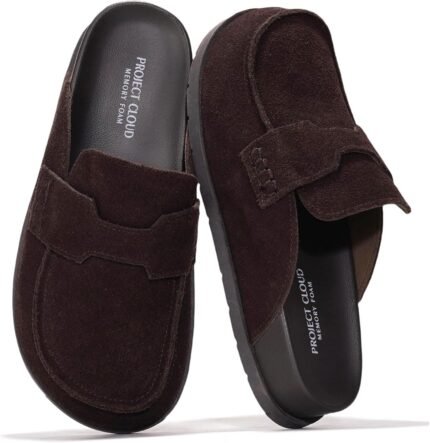 Project Cloud 100% Genuine Leather Womens Clog – Memory Foam Arch Support Non-Slip Sole Mules & Clogs for Women Footwear – Platform Winter Shoes (Foamy)