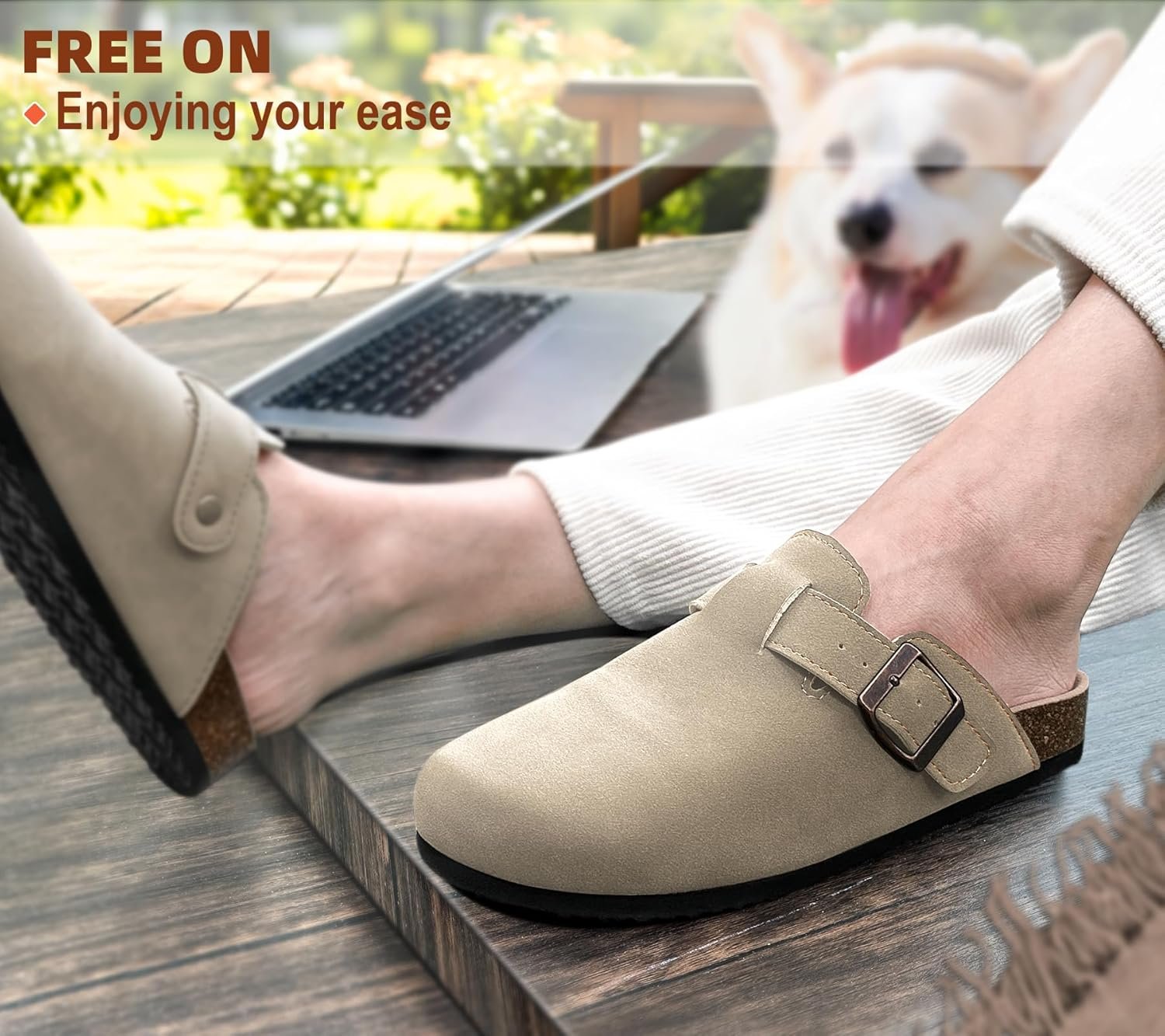 BULLIANT Clogs Slippers Sandals Nurse Work Shoes Men Women,Fleece-Lined Upper+Memory FOAD Cushioned Cork-Footbed