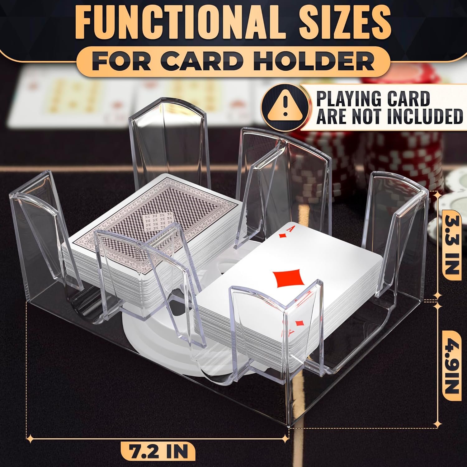 Canasta Card Holder – 6 Deck Plastic Revolving Card Game Holder Playing Cards Tray Rotating 360° Organizes Multiple Decks for Canasta, Poker and More | Lightweight, Durable with Smooth Rotation
