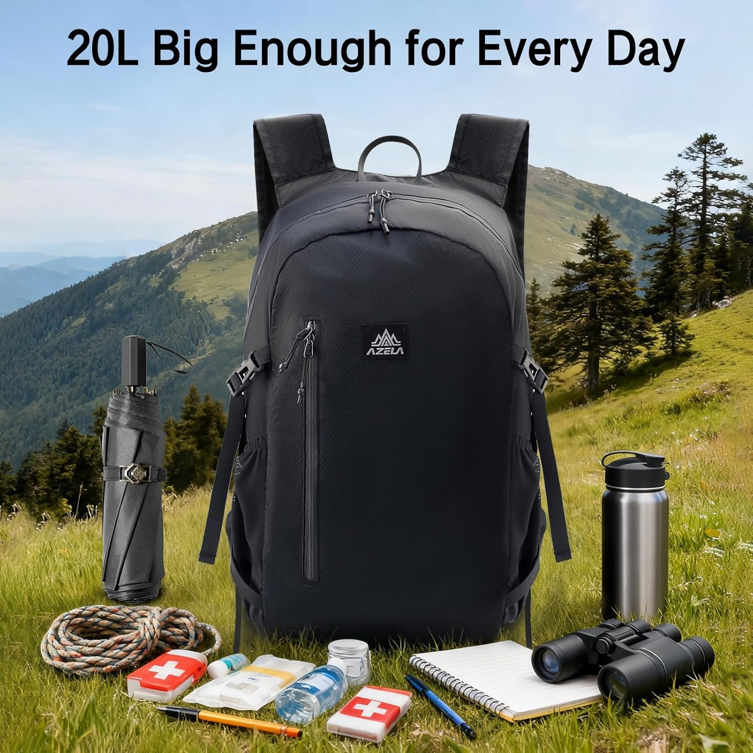 Foldable Backpack 20L: Lightweight Waterproof Hiking Backpack for Men Women, Packable Daypack for Travel Hiking Daypack, Ergonomic Shoulder Straps, Spacious Compartment