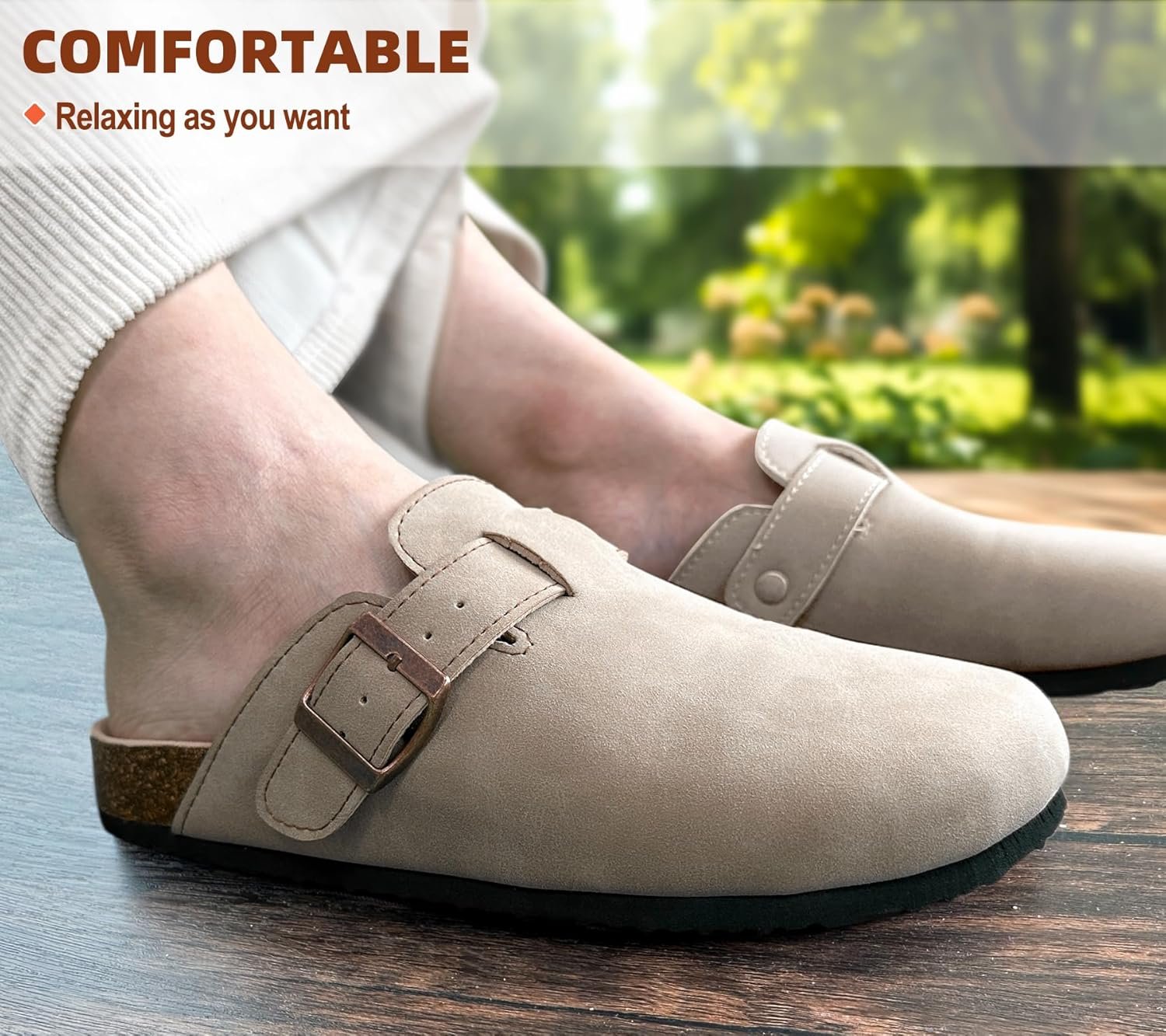 BULLIANT Clogs Slippers Sandals Nurse Work Shoes Men Women,Fleece-Lined Upper+Memory FOAD Cushioned Cork-Footbed