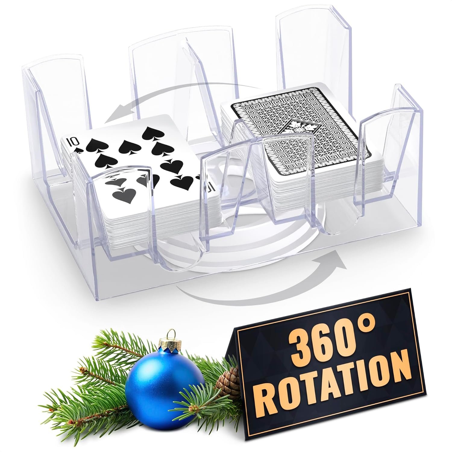 Canasta Card Holder – 6 Deck Plastic Revolving Card Game Holder Playing Cards Tray Rotating 360° Organizes Multiple Decks for Canasta, Poker and More | Lightweight, Durable with Smooth Rotation