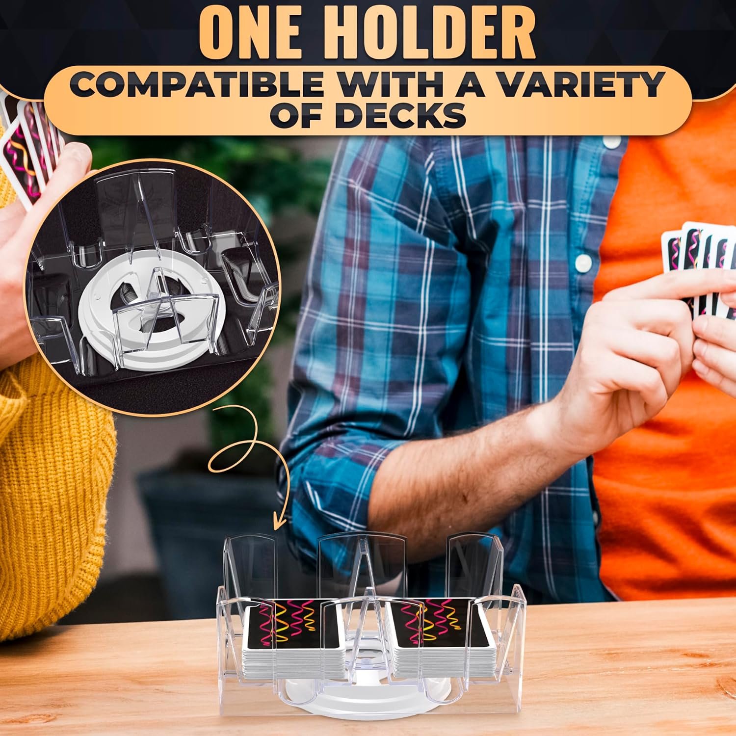 Canasta Card Holder – 6 Deck Plastic Revolving Card Game Holder Playing Cards Tray Rotating 360° Organizes Multiple Decks for Canasta, Poker and More | Lightweight, Durable with Smooth Rotation